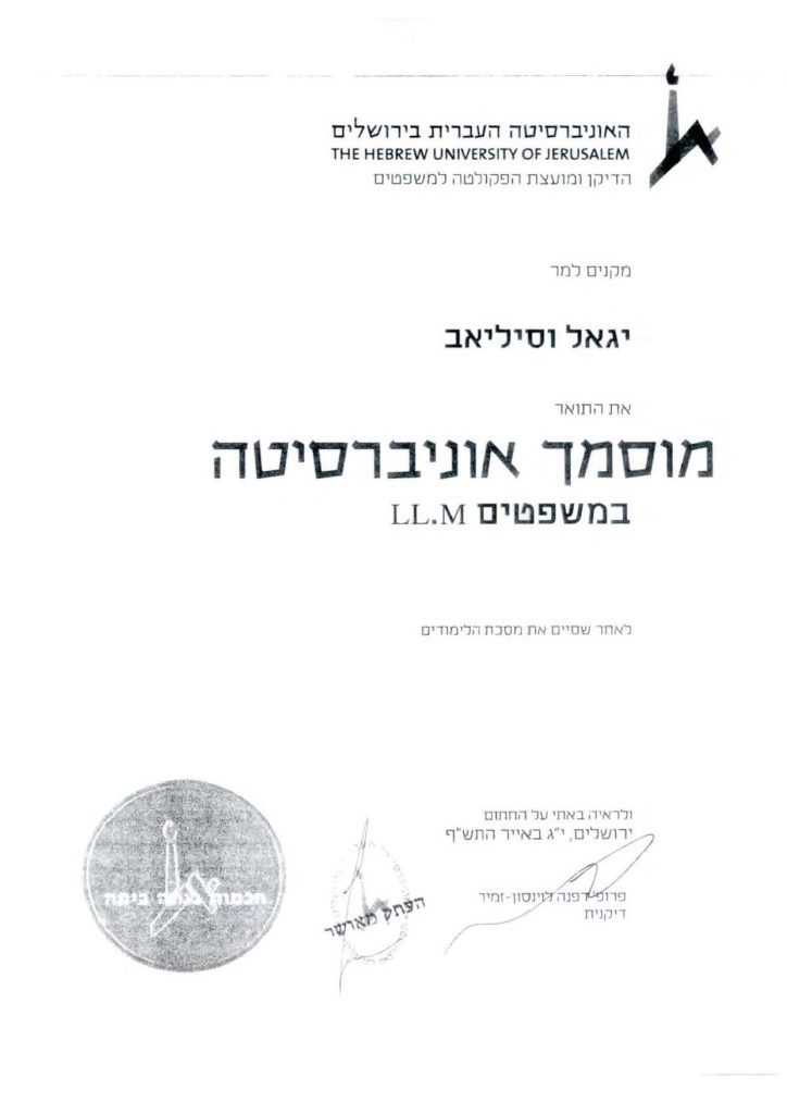 תואר שני יגאל וסיליאב